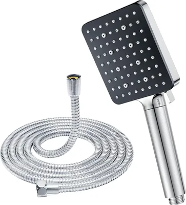 Obrázek produktu pro YEAUPE PRO Sprchová hlavice 16 m s hadicí - Filtrační sprchová hlavice - Úspora vody - Ruční sprcha - 6 režimů proudu - Čtvercová - Úsporná - Proti vodnímu kameni - Chromová
