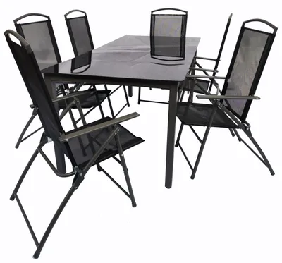 Image de Ensemble de meubles de jardin 7 pièces | groupe de salle à manger de groupe de sièges | 1x table, 6x chaises | dimensions de table env. H. 76 x W. 189 x D. 90 cm | Ensemble Hochlehner 189S