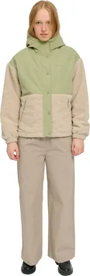 Mazine Damen Mantel Fabric Blocking Jacket - matcha / natural