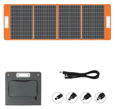 Immagine prodotto di Pannello solare pieghevole - Caricabatterie solare portatile - 18 V 100 W - Uscite CC e USB - Per campeggio, furgoni e camper