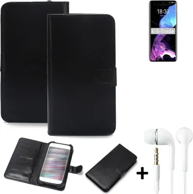 Produktbild von K-S-Trade Wallet Case Handyhülle kompatibel mit Meizu 18 Schutzhülle Flip cover Flipstyle Tasche Hülle Flipcover Slim Bumper schwarz + in ear