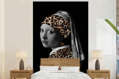 Produktbild von MuchoWow® Fototapete für Wohnzimmer oder Schlafzimmer Wandtapete Vinyl Motivtapete Das Mädchen mit dem Perlenohrring - Johannes Vermeer - Pantherdruck - 200x300 cm - Wanddekorationen