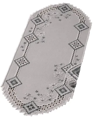 Hardanger Tafelloper Stickpaket, Grau, 28x70 cm