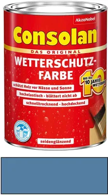 Produktbild von Consolan Wetterschutzfarbe taubenblau 218 2,5L Holzfarbe Deckfarbe