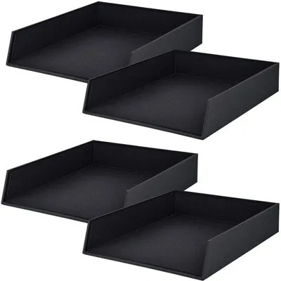 Image de Boîtes d'archivage pour format A4, noires, lot de 4, empilables, 26 x 6 x 32 cm
