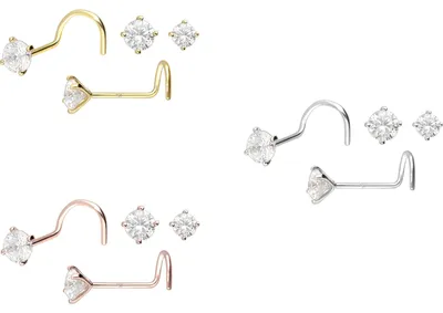 Produktbild von Nasenpiercing, Nasenstecker 14/18 Karat Gold Nasenstecker Spirale EINGEFASSTER MOISSANIT 18 Karat | WeißGold Kristallgröße: 3mm