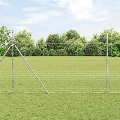 Produktbild von Feldzaun 1,6 x 25 m aus verzinktem Stahl mit 13 Zaunpfosten Ø 32 mm und 210 cm Höhe für Garten und Tierhaltung