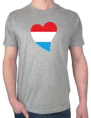 Produktbild von Huuraa Herren T-Shirt Luxemburg Flagge Herz S Sport Grey Bio Baumwolle Fairtrade Herrenshirt Geschenkidee