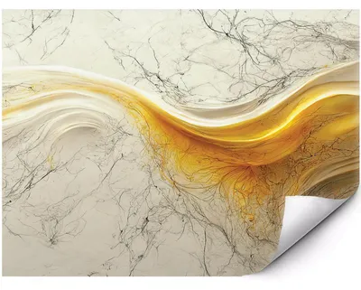 Immagine prodotto di Marmo bianco con onde astratte dorate per soggiorno camera da letto e ufficio 300x210 cm