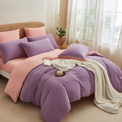 Produktbild von Unyqoos® Musselin Baumwoll-Bettbezug für Einzelbett – weich, atmungsaktiv & wendbar, temperaturausgleichend, , mit verdecktem Reißverschluss und Eckbändern