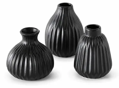 Image de Vase Esko Porcelaine noir mat H 12 cm Set de 3 pièces, Image générée par une IA