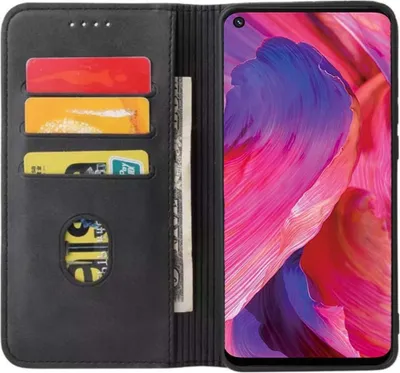 Produktbild von Smartphonica Oppo A54 5G kunstleren hoesje met  magnetische sluiting en pashouders book case - zwart