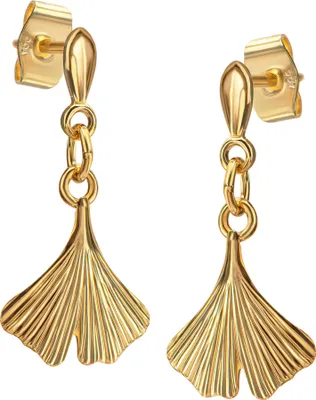 Produktbild von Ohrstecker Gold Ohrringe Gold 333 Gelbgold 8 Karat / 8K Ginkgoblatt-Motiv Gelbgold Ohrhänger Gold für Damen