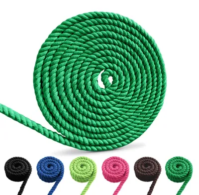 Image de Cordon en coton - Fil pour macramé, idéal pour les travaux manuels et les projets DIY - Vert, 10 mm, 5 mètres