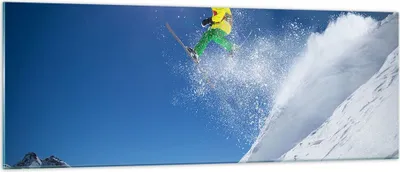Produktbild von Bilder auf glas - Ski Winter Schnee Berg - 140x50cm - Glasbilder - Wandbilder - Kunstdruck - zum Aufhängen bereit - Wanddekoration aus Glas - Glas Bilder - Wandbild auf Glas - GAB140x50-2856