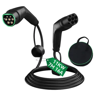 Produktbild von Puluomis Ladekabel 11kW 7m Typ 2/CCS Schnittstelle für Elektroauto, EV Ladekabel 3-phasig 16A, IP55 Wasserdicht mit Schutzhülle, Tasche