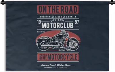 Produktbild von MuchoWow® Wandteppich Wandbehang Motorrad - Retro - Briefe - Zitat 90x60 cm Tapisserie Dekoration Wandtuch - Wandskulpturen - Bildteppich