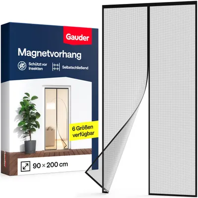 Zdjęcie produktu dla GAUDER Moskitiery magnetyczne do drzwi balkonowych, montaż bez wiercenia (90 x 200 cm)
