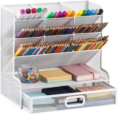 Produktbild von Famanu Büro Organizer Multifunktionale Stifthalter mit Schublade - Weiß