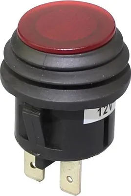 Produktbild von Wasserdichte Kfz-Druckschalter 12V 20A, mit roter LED, Snap-in 20 mm, EIN/AUS