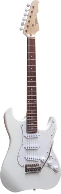 Produktbild von 4/4 Elektrogitarre Weiß - E-Gitarre Hochglanz - Tremolo 3 Singlecoil MSA Walnuss Griffbrett ST5W