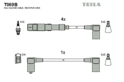 Produktbild von TESLA T069B Zündkabelsatz Zündleitungssatz passend für MERCEDES-BENZ 190 (W201) Stufenheck (W124) Stufenheck (W123) W124 T-modell (S124) G-Klasse SUV