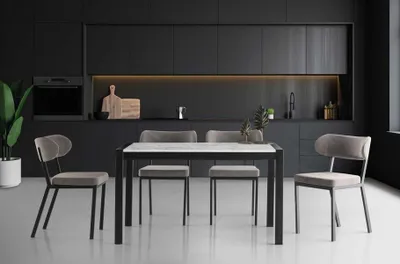 Image de Ensemble de salle à manger Table de salle à manger Table en bois Chaises 5pcs Gris