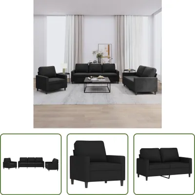 Produktbild von The Living Store 3-tlg. Sofagarnitur mit Kissen Schwarz Samt