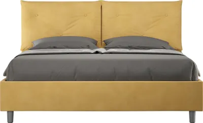 Produktbild von ITYHOME - Gepolstertes Bett mit Lattenrost 160x200 mit Mikrofaserbezug Ocker Appia