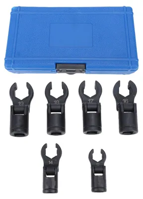 Immagine prodotto di Set di 6 chiavi a zampa di gallina con attacco da 1/2" e 3/8", bussola a 6 punte, testa flessibile, per tubi del carburante, con aperture da 12 mm, 14 mm, 16 mm, 17 mm, 18 mm e 19 mm