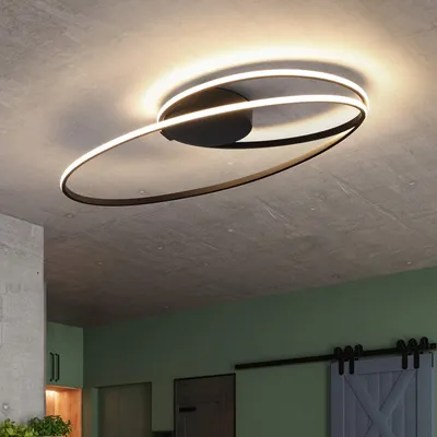 Produktbild von ZMH LED Deckenleuchte Modern Wohnzimmer Ring 36W Innen Beleuchtung LED fest integriert Warmweiß Schwarz
