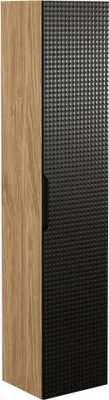 Image de Colonne de salle de bain VELNIA – 1 porte – H170 cm – Coloris chêne clair et noir – À suspendre