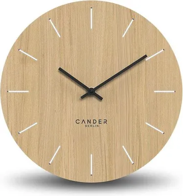 Produktbild von Große stille Wanduhr aus Eichenholz - 50 cm analog für Wohnzimmer