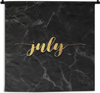 Produktbild von MuchoWow® Wandteppich Wandbehang Kalender - Juli - Gold - Marmor 150x150 cm Tapisserie Dekoration Wandtuch - Wohnaccessoires - Modernes