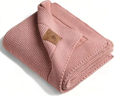 Produktbild von Baby Strickdecke, Babydecke, %100  Baumwolle, 80x100cm, Rosa
