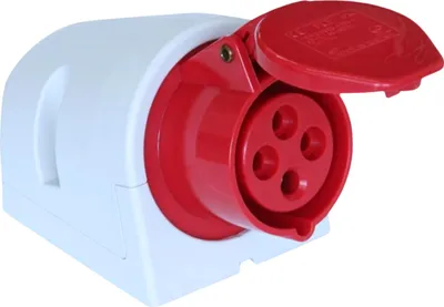 Zdjęcie produktu dla PCE Gniazdo Stałe 32A 4P 400V Czerwone Montaż Natynkowy IP44 124-6