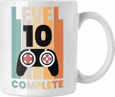 Produktbild von Trendation - 10. Geburtstag Jungen Jungs Tasse 10er Gamer Kinder 10. Level Zocker Geschenkidee (Weiß)