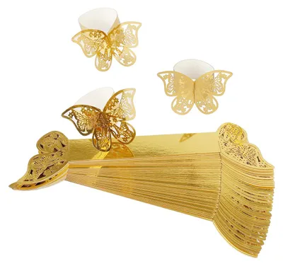 Serviettenringe Schmetterling 50 Stück Gold Papier 21,5x6 cm