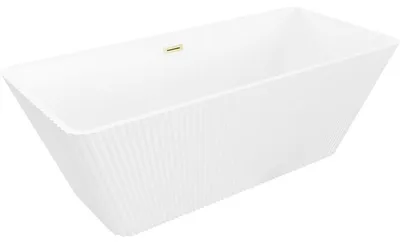 Obrázek produktu pro Mexen Tava volně stojící vana rýhovaná 170 x 75 cm, bílá, přepad zlatý kartáčovaný - 52851707500-55
