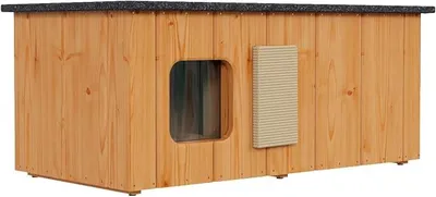 Imagen del producto de Caseta para gatos de madera con cámara aislada, dimensiones 86 x 47 cm, madera de teca