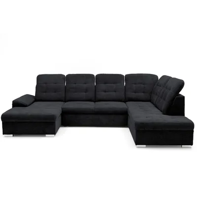 Produktbild von MUFFO Ecksofa U-Form OLIVIA U Rechts mit Schlaffunktion 124x257 Velours Schwarz