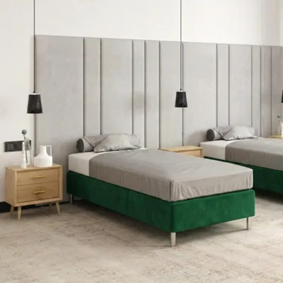 Produktbild von Hotelbett 90x200 cm - Grün - Polsterbett für Hotels und Pensionen - Boxspringbett - Wasserabweisend - Als Doppelbett Stellbar - MARTIN