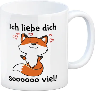 Produktbild von Ich liebe dich soooooo viel Kaffeebecher mit niedlichem Fuchs