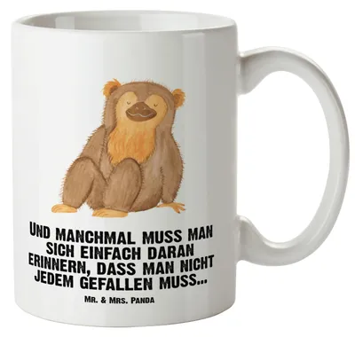 Produktbild von Mr. & Mrs. Panda Große Teetasse Affe - Weiß - Geschenk, Respekt, Afrika, Affen, Tasse, Keramiktasse, Motivation, Kaffeepott, Teebecher, Liebe, Selbstliebe, Haferl, Pott