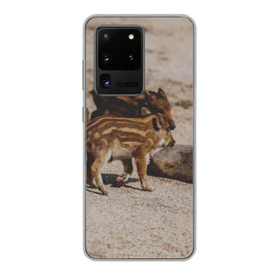 Produktbild von MuchoWow® Handyhülle Schutzhülle Hülle für Samsung Galaxy S20 Ultra Baby - Wildschweine - Wild Silikon Softcase Handy Hülle - Karteninhaber
