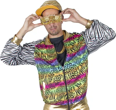 Rapper Kostüm 80er 90er Blouson Jacke Hip Hop Pimp für Herren Gr. 48-58 tierprint bunt Paarkostüm Fasching Karneval Mottoparty