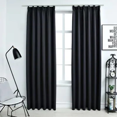 Immagine prodotto di Vidaxl Vorhänge Blackout mit Haken 2 St 140x175 cm Schwarz