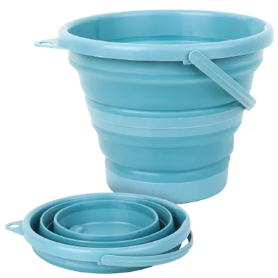 Faltbare Eimer 2er-Set, 3 l, blau, platzsparend