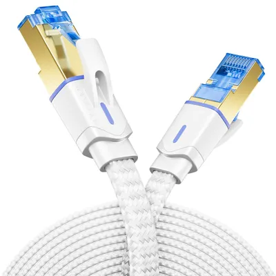 Produktbild von deleyCON 2m CAT 8 Flach Netzwerkkabel Nylon RJ45 40 Gbit/s - Weiß
