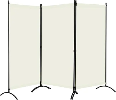 Produktbild von WOLTU Paravent 3-teilig 255x181 cm, Raumteiler klappbar, Sichtschutzwand, Creme